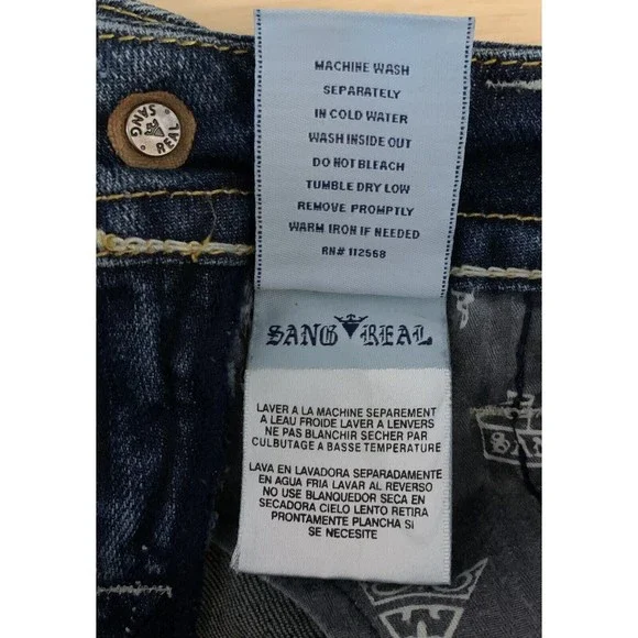 Sang Real By Miss Me Women's Size 27 Bootcut Flare Selvedge Denim Jeans Y2K - Picture 8 of 11